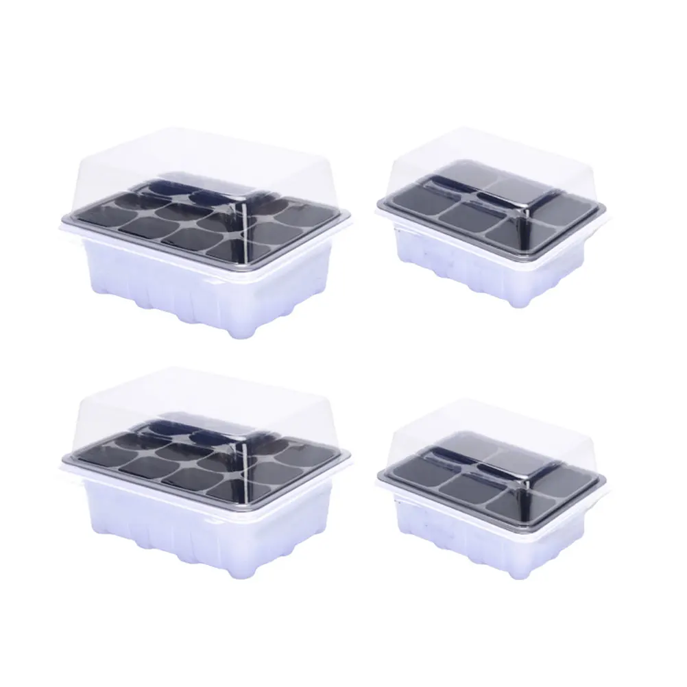 

4 Pcs Seed Propagator Pot 6 Slots 12 Slots Transparent Lid Insulation Moisturizing Plastic Material Lightweight Gardening