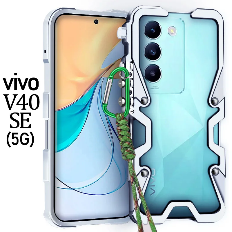 Zimon Armor Metal Aluminum Phone Cases Bumper For Vivo V40 Se T3 V30 Pro Lite Cover Mechanical Purely Handmade Skull Case