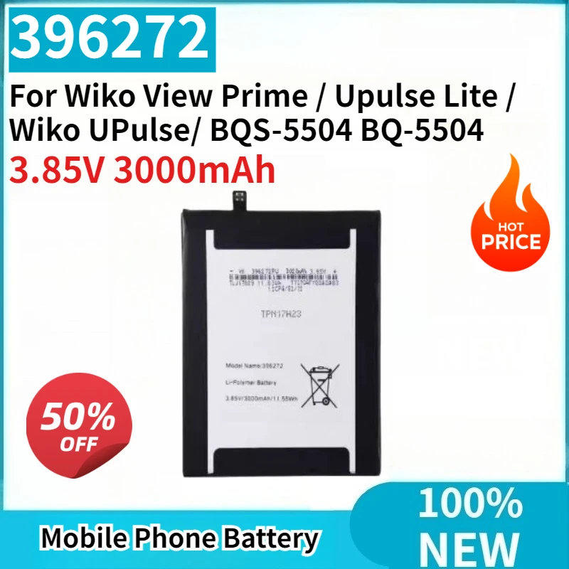 High Quality New Mobile Phone Battery 396272 3.85V 3000mAh For Wiko View Prime / Upulse Lite / Wiko UPulse/ BQS-5504 BQ-5504
