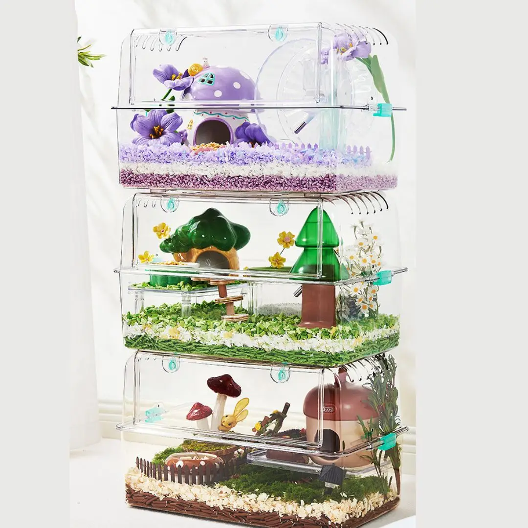 الجملة قفص أكريليك هامستر كبير صندوق خنزير غينيا شفاف #4