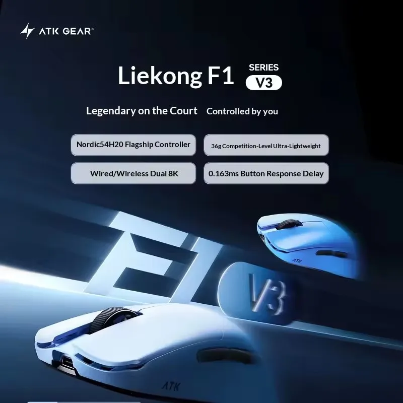 ATK F1 V2/V3 Tri Mode Wireless Mouse PAW3395 PAW3950 8000Hz Lightweight Gaming Mouse for PC CS Valorant Esports ATK F1V2 F1V3