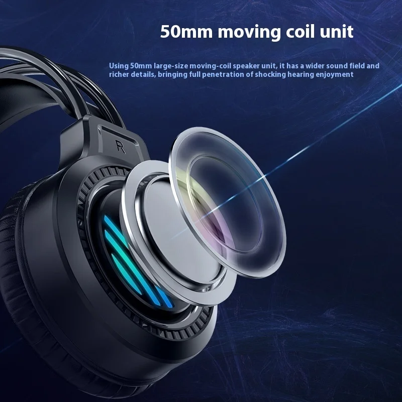 Earphones ULA S606 headset esports game RGB cold light effect noise reduction microphone floating head beam USB wired laptop