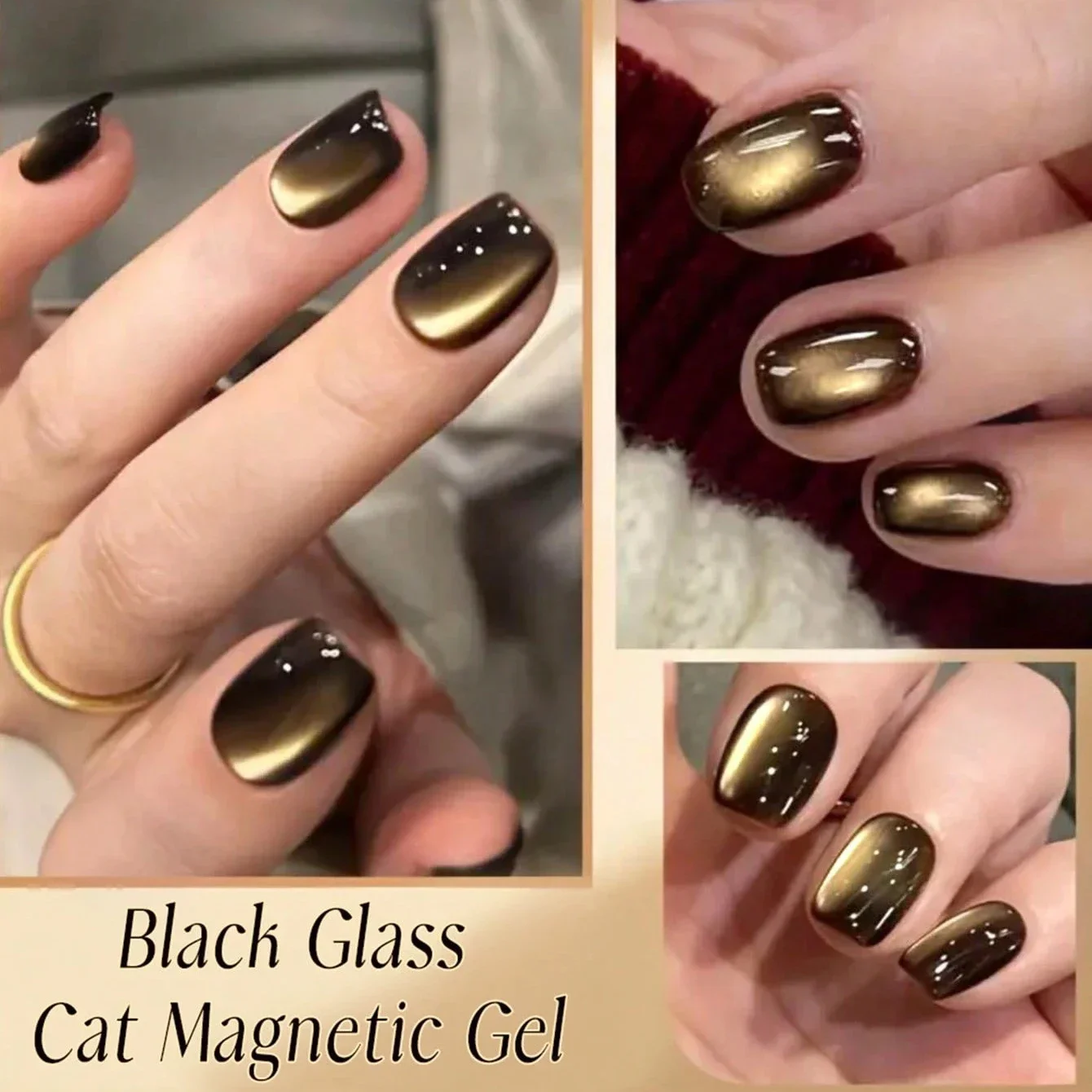 MIANEL Autumn/Winter Dark Brown Cat Eye Gel Polish 2026 New Arrival, Skin-Brightening Golden Light Glass Bead Cat Eye Manicure