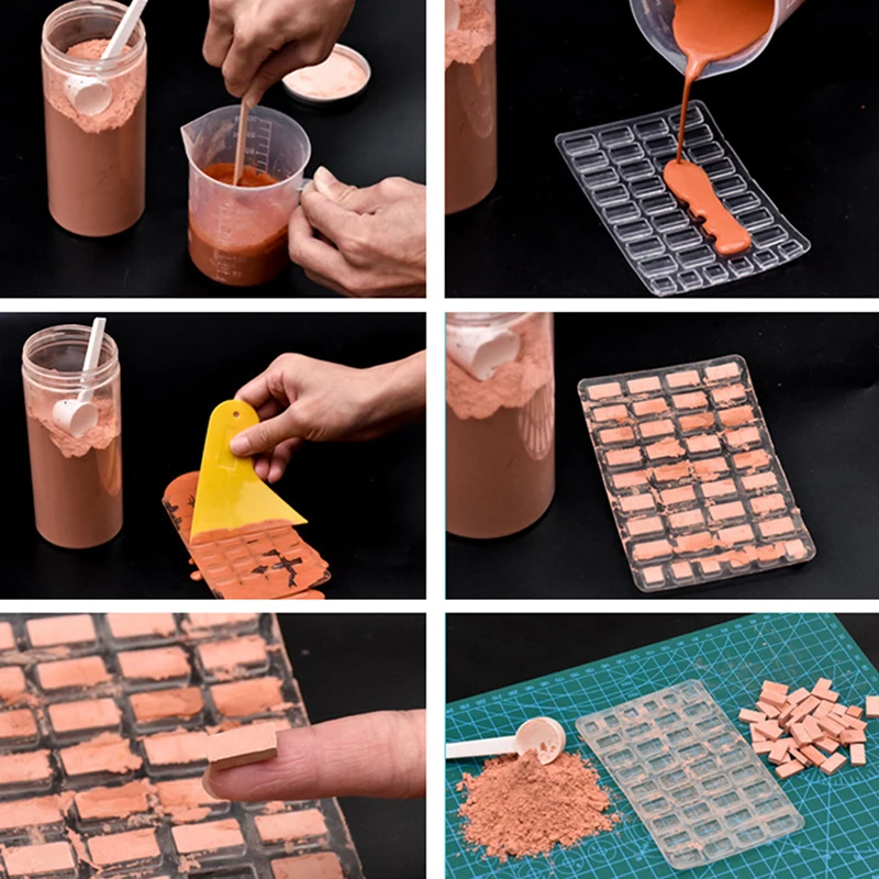 1Pc Sand Table Building Making Mini Brick Silicone Mold Cement Model Brick Small House Handmade Set DIY Home Decoration