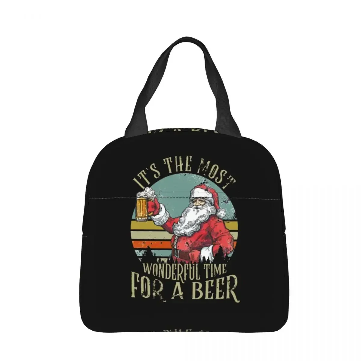 Beer Lovers Merry Christmas Insulated Lunch Bags Large Lunch Container Thermal Bag Tote Lunch Box Work Picnic Food Bag