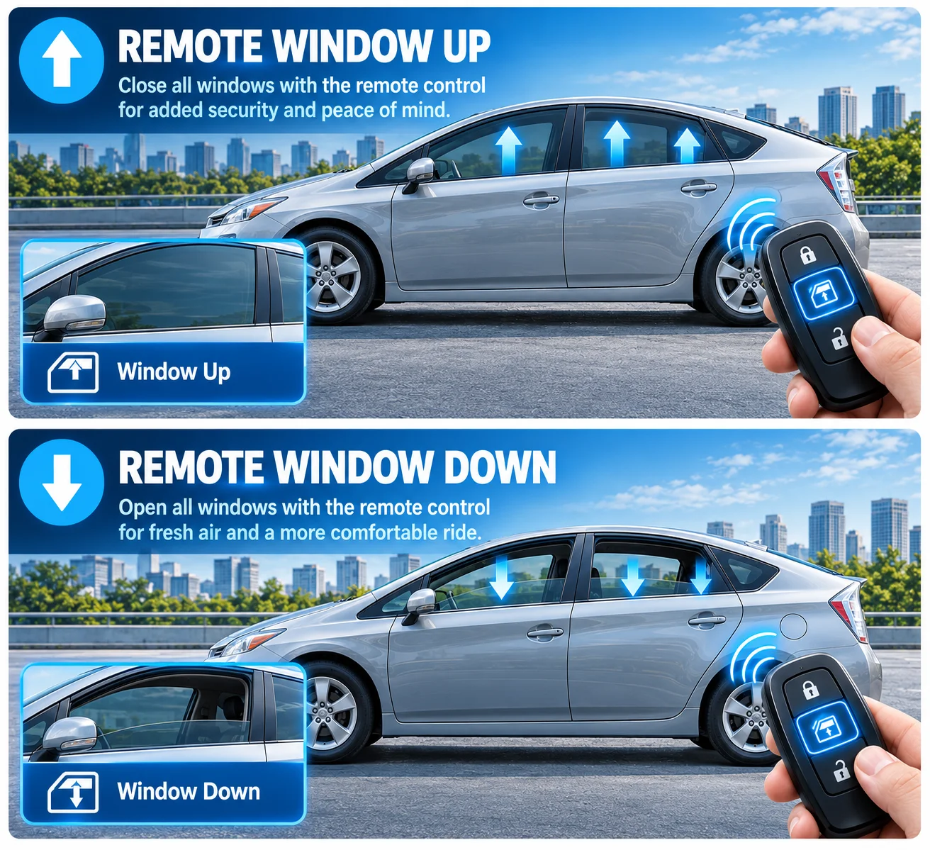 Suitable for Toyota Prius: automatic window up/down and speed-sensing door lock (OBD)