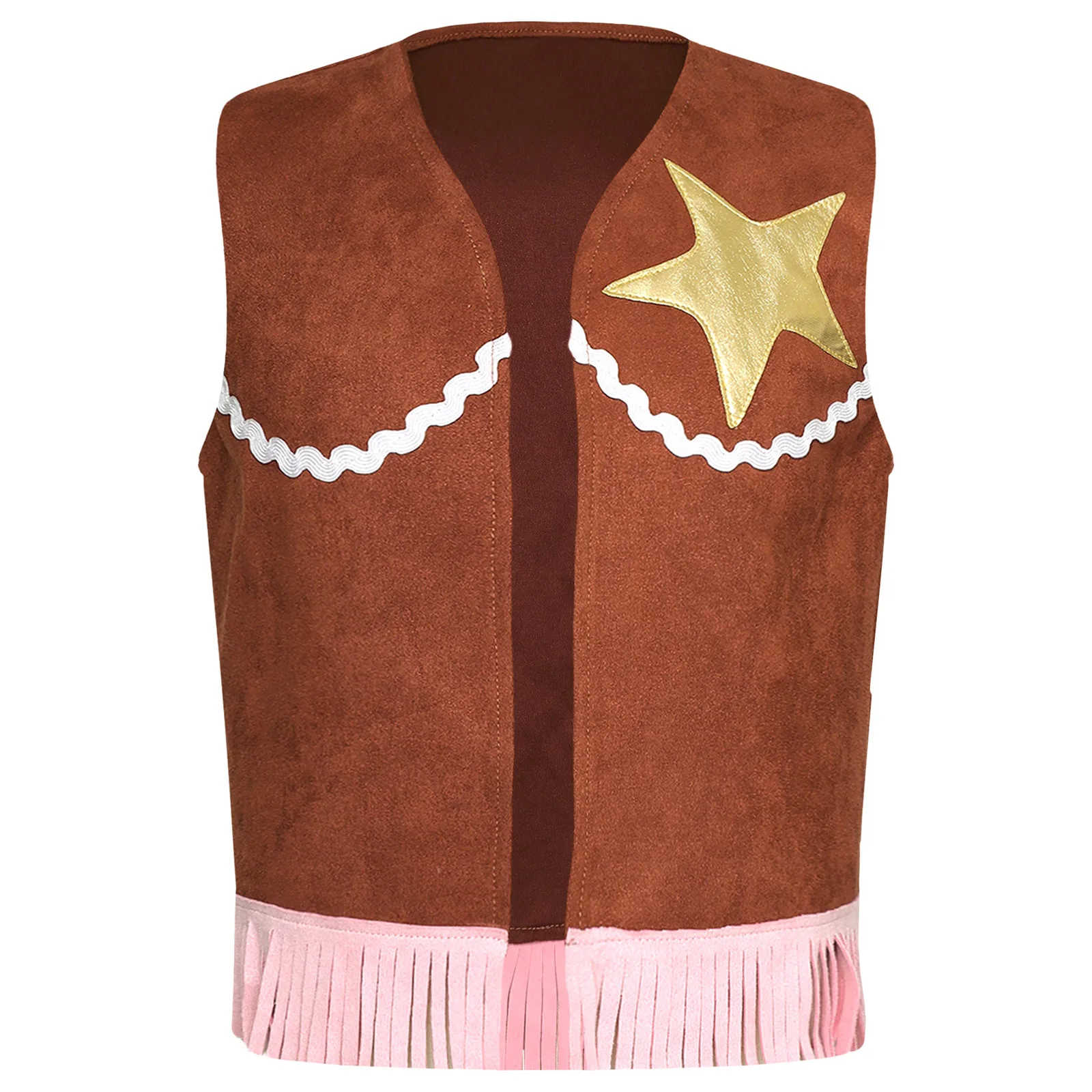 

Girls Kids Cowboy Cowgirl Fringe Vest Cosplay Cool Cowgirl Costume Sleeveless Open Front Tassels Waistcoat Western Dress Up