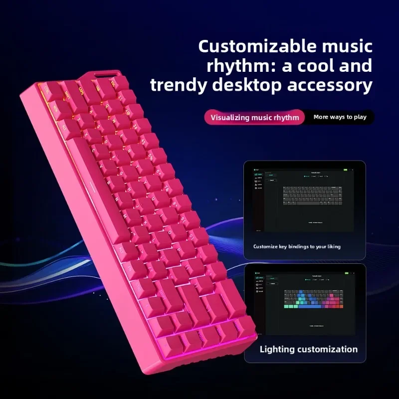 

Механическая клавиатура Green Axis RGB с тремя режимами подключения (кабель/Bluetooth/2.4G), 68 клавиш, для игровых ПК