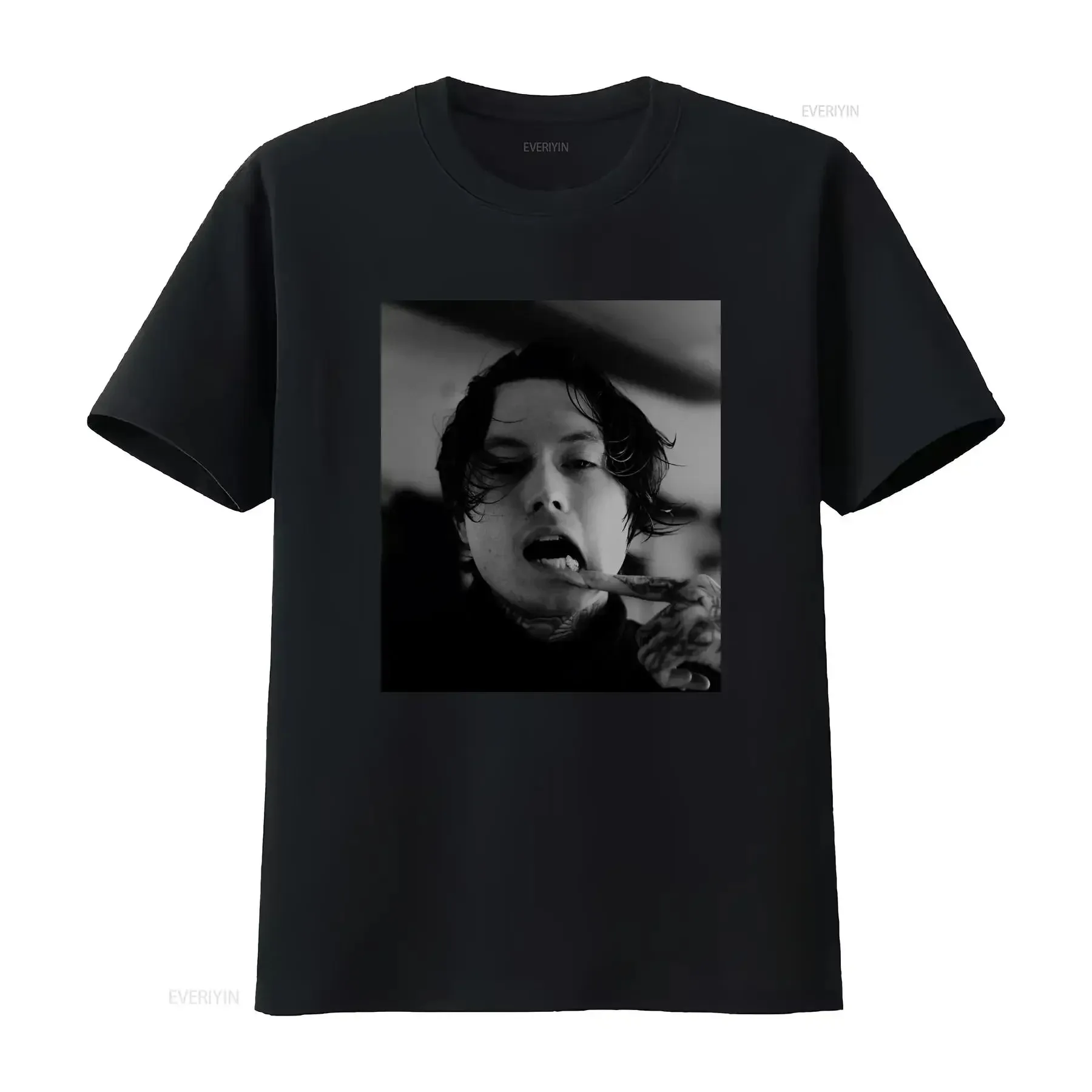 نوح سيباستيان جديد تي شيرت أسود قصير الأكمام خمر غسلها تنفس مصمم الملابس أوم الشارع الشهير