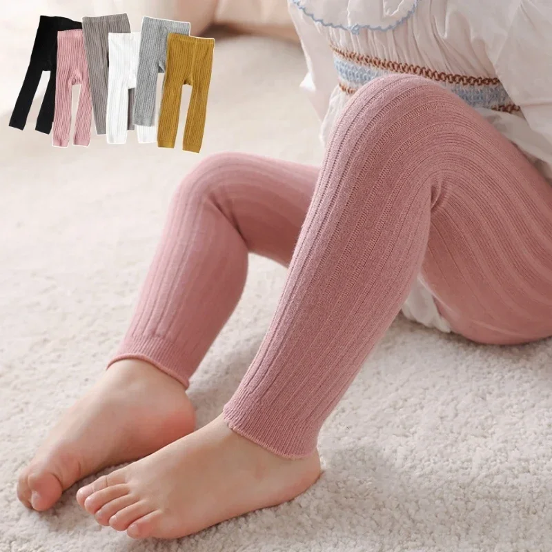 Spring Autumn Baby Pants Girls Leggings Pantyhose Cotton Ribbed Pants Kids Children School Uniform Leggings Tights for Girl Boys