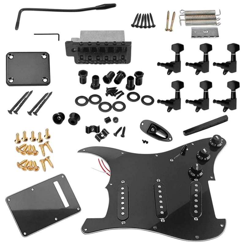 

Complete DIY Accessory Kit for Electric Guitar Including Pre-Wired Pickguard Bridge Pickups And Other Guitar Accessories