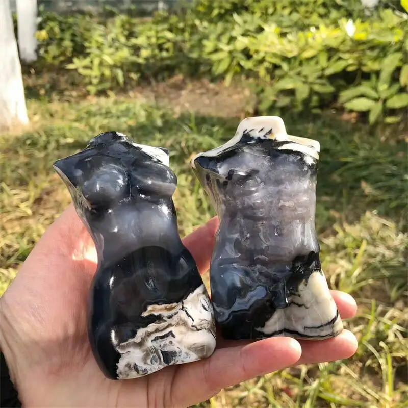 10CM Natural Volcanic Agate Model Body Carving Healing Crystal Statue Naked Art Stone Gemstone Collectible Gift 1pcs