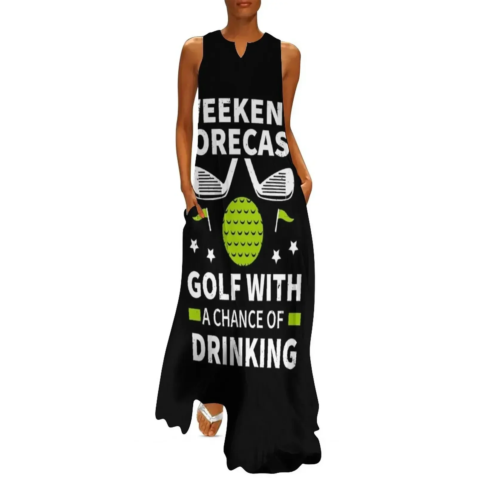 

Weekend Forecast Golf with a chance of Drinking Funny Golf Long Dress Evening dresses beach dresses Summer skirt Dress