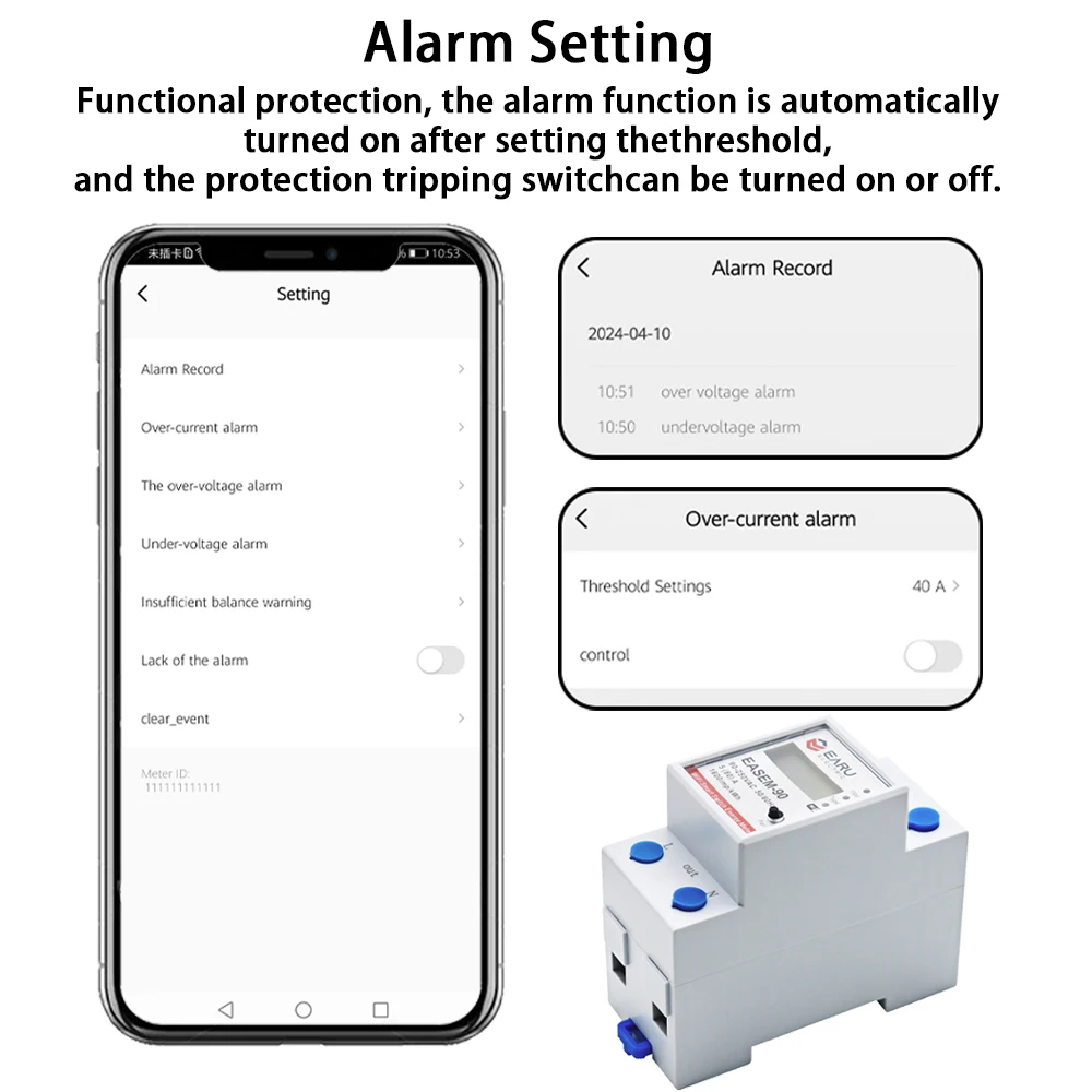 Tuya WiFi الذكية الطاقة متر استهلاك الطاقة كيلوواط ساعة الفولتميتر 90-250 فولت الدين السكك الحديدية التحكم عن بعد التبديل الحياة الذكية أليكسا جوجل المنزل #4