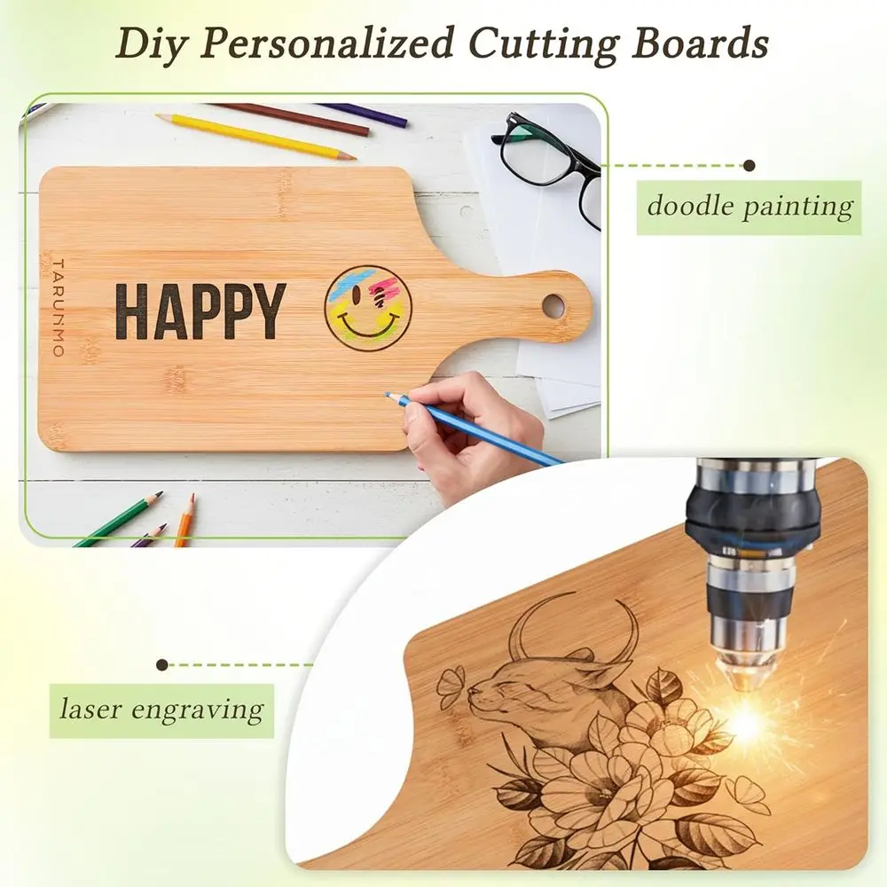 Set di 12 tagliere in bambù, manico incluso, tavoli da cucina e da portata, 15,8 x 7,9