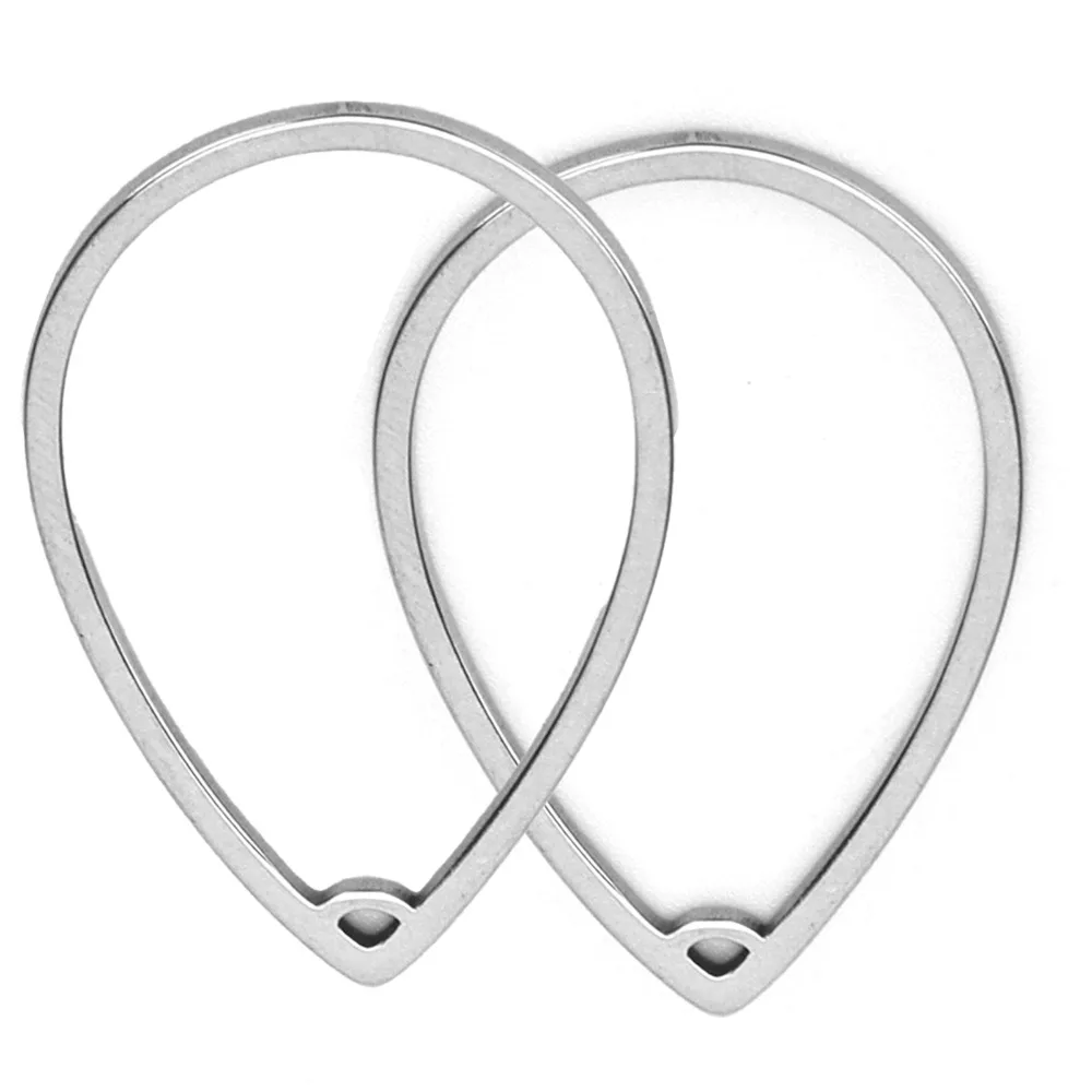 

30 шт. коннекторов для серег из нержавеющей стали с отверстием, полые подвески-капли, 33,5x21,7 мм, полые заготовки для кулонов