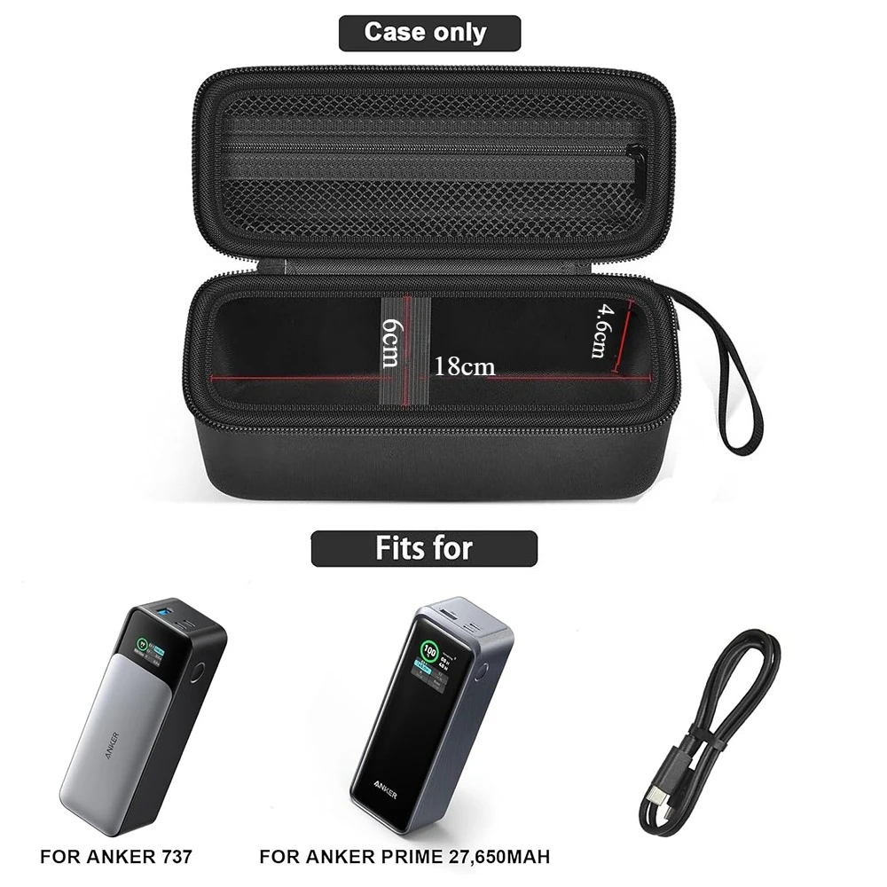 Anker Prime 737 보조 배터리용 보호 보관 케이스, USB 케이블 액세서리 박스용 휴대용 충전기 보호 보관 가방 썸네일 3