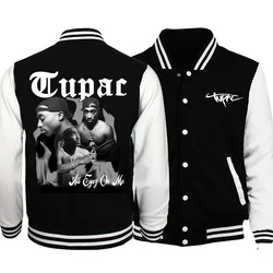 Rapper Tupac 2pac Baseballs Jackets Button Leather Sleeve Sports Coat Women Men Team Baseball Jacket Hoodie