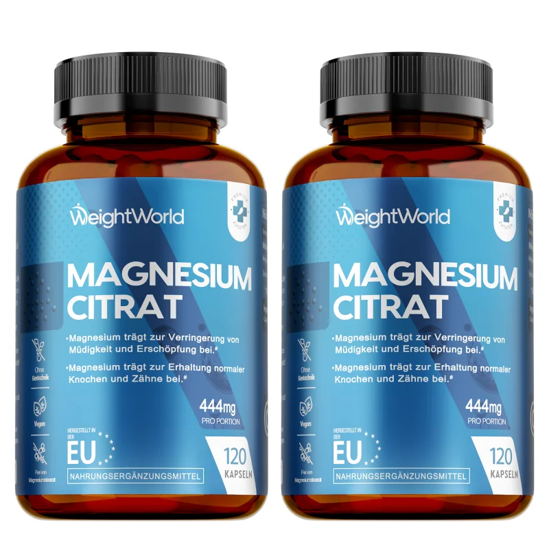 2 Bottles Magnesium Citrate 444 Mg - Promotes Energy and Sleep, Bone Health, Gluten Free and Non-GMO