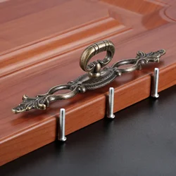 1x Antique Handle Drawer Wardrobe Door Handle Wooden Box Handles With Screws Zinc Alloy,Bronze Tone 160*22*34mm