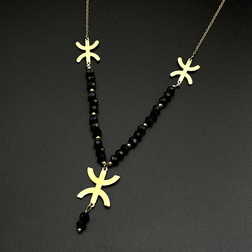 Vintage Nordafrikanische Berber-Symbol-Halskette für Frauen Edelstahl Amazigh Yaz Böhmischer Ethnischer Stammes-Langketten-Schmuck Geschenke – Detail 4