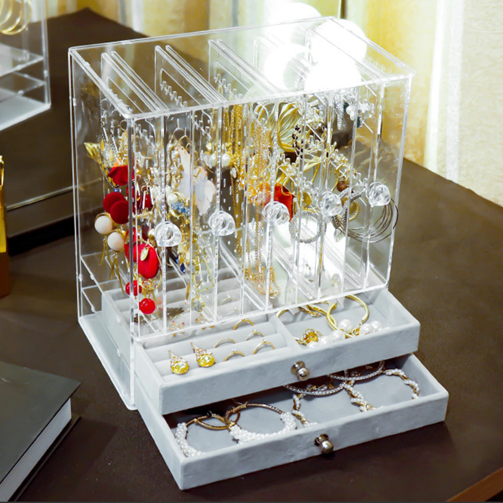 

Vertical Drawer Earring Display Stand Jewelry Box Earrings Ring Drawer Type Storage Box Earring Holder Organizer Stand for Rings