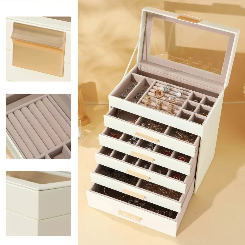 Multi Layer Jewelry Box Earrings Necklace Jewellery Boxes Large Capacity Jewellery Organizer Case Transparent Display Cases