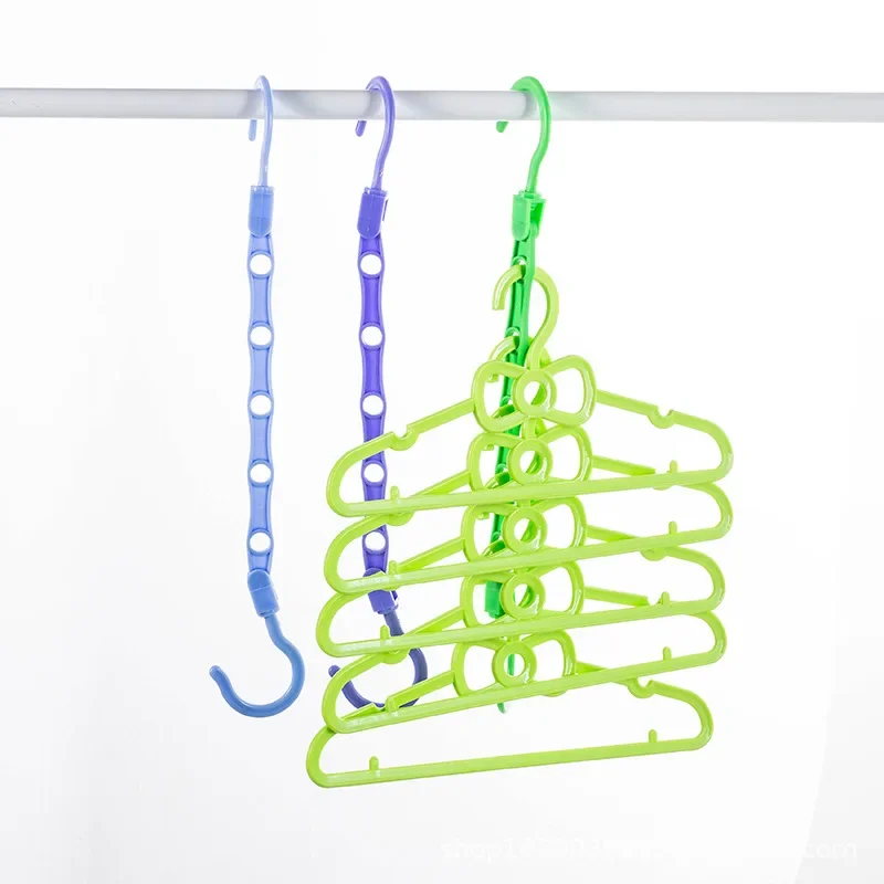 2024 Multifunctional Hook Hanger Space-saving 5 Holes Hanger Simple Folding Windproof Clothes Hanger Apartments Dorms Home