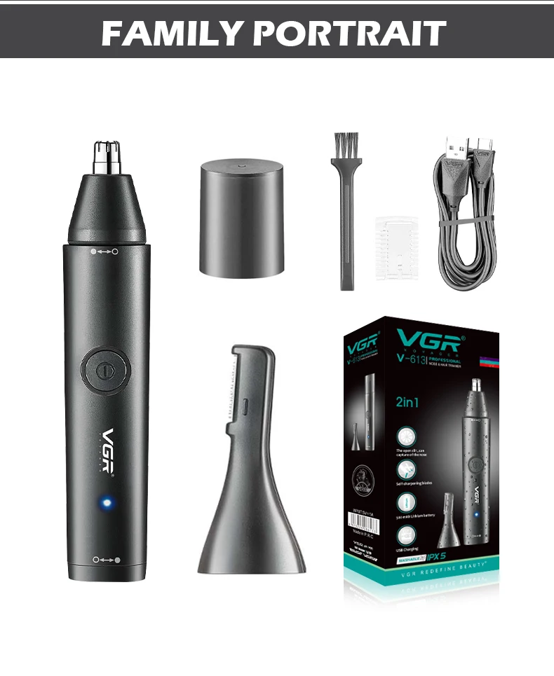 VGR Professioneller Nasenhaarschneider Mini-Haarschneider Elektrischer Nasenhaartrimmer 2 in 1 tragbar Haarschneider Wiederaufladbar Wasserdicht V-613 – Detail 13