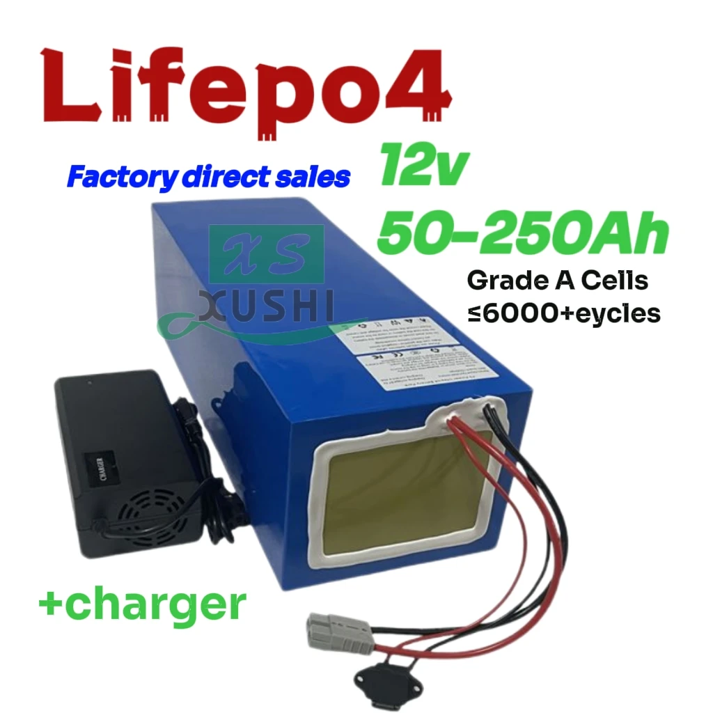 

XS 12V 50Ah 60Ah 80Ah 100Ah 120Ah 250Ah Lifepo4 Lithium Battery with Smart BMS 4S for Ship Rubber Boat Propeller Trolling Moto