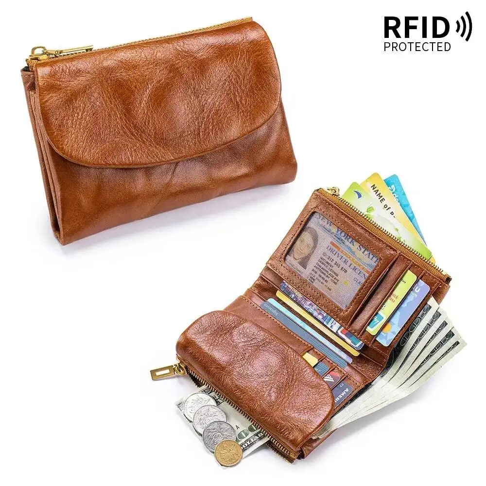 Woman Purse Genuine Leather Women's Wallet RFID Card Holder For Lady Coin Purse New Product Large-capacity WalleLady Short Purse