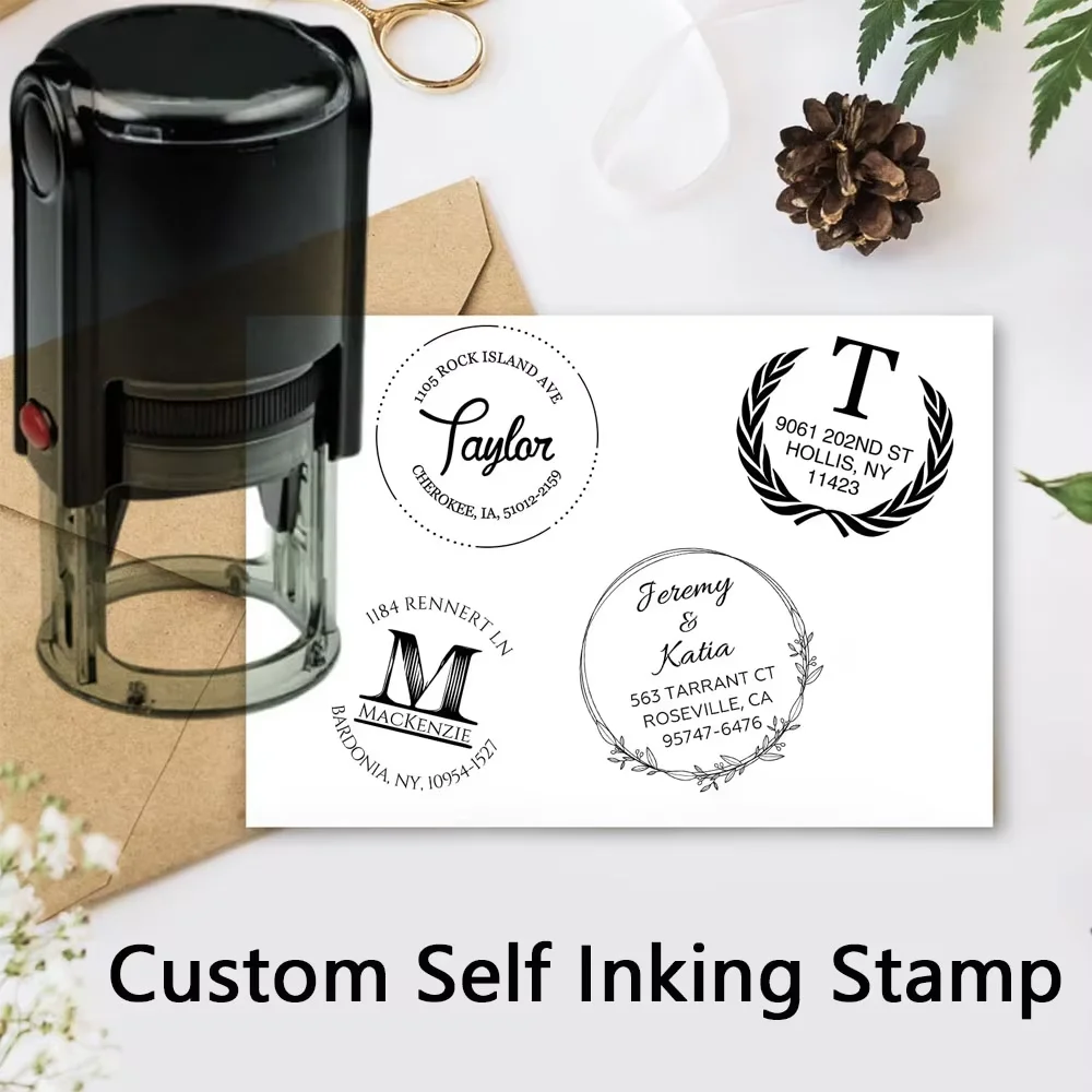 

Custom Stamp Personalized Self Inking Stamp Customized Name Logo Signature Ink Stamp Date Return Address Label Rubber Stamps