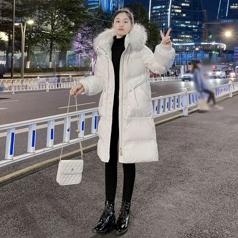 2023 Women Long Down Jacket in Winter The New Explosions Were Foreign-style and Hooded Leisure Coat with A Large Fur Collar