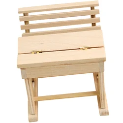 Toy Dollhouse Desk Mini Table Furniture Ornament Prop Set Bench 720X710X680CM Wooden Model Khaki Office
