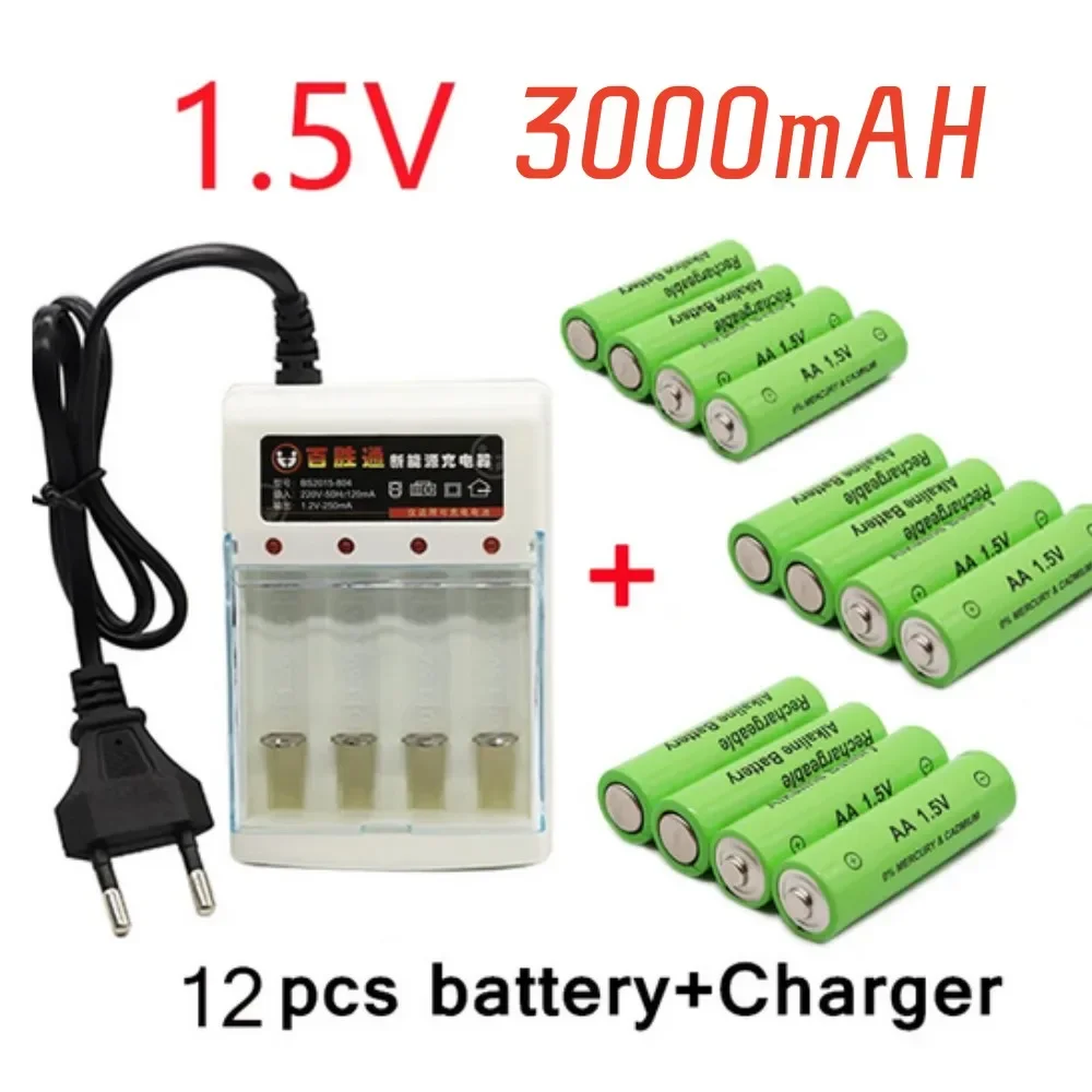 AA 1.5V rechargeable battery 3000 mAh + smart charger