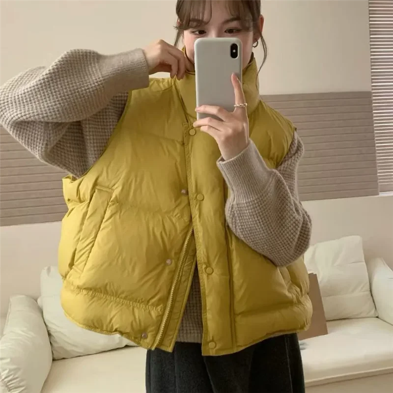 Gilet court décontracté en coton pour femme, nouvelle mode coréenne, veste sans manches, ample, vêtements d'extérieur, automne hiver, T1512