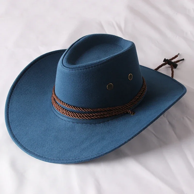 Vintage-Western-Cowboyhut, einfarbig, Basin-Hut, breite Krempe, Jazz-Hut, Outdoor-Sonnenschutz für Wandern, Camping, Reiten – Detail 10