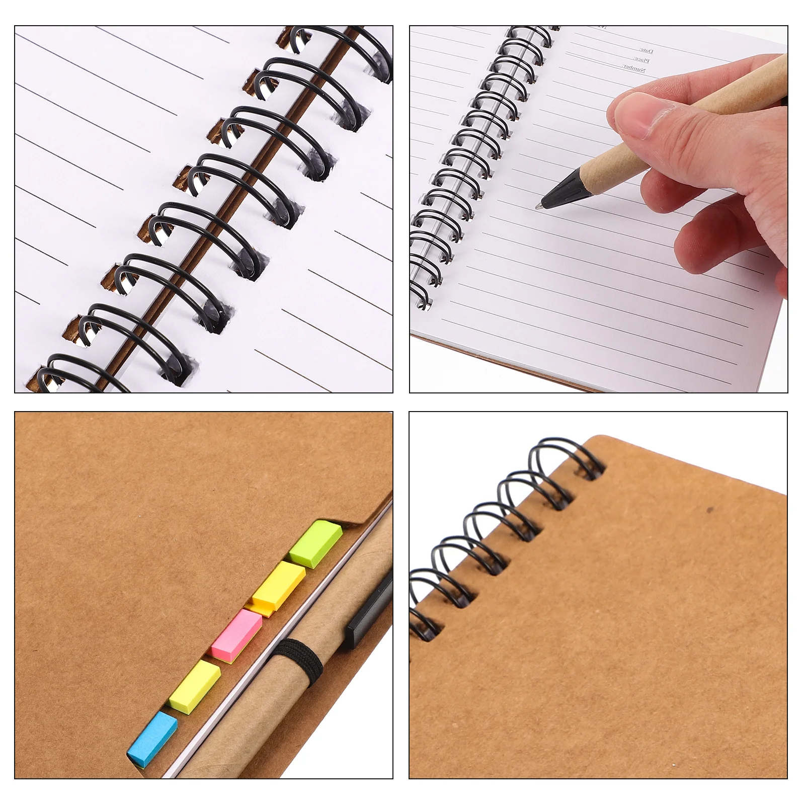 Bloc-notes à bobine Portable de Style Simple, 2 pièces, pour bureau, école, voyage, écriture lisse, planification, carnet d'écriture pour étudiants