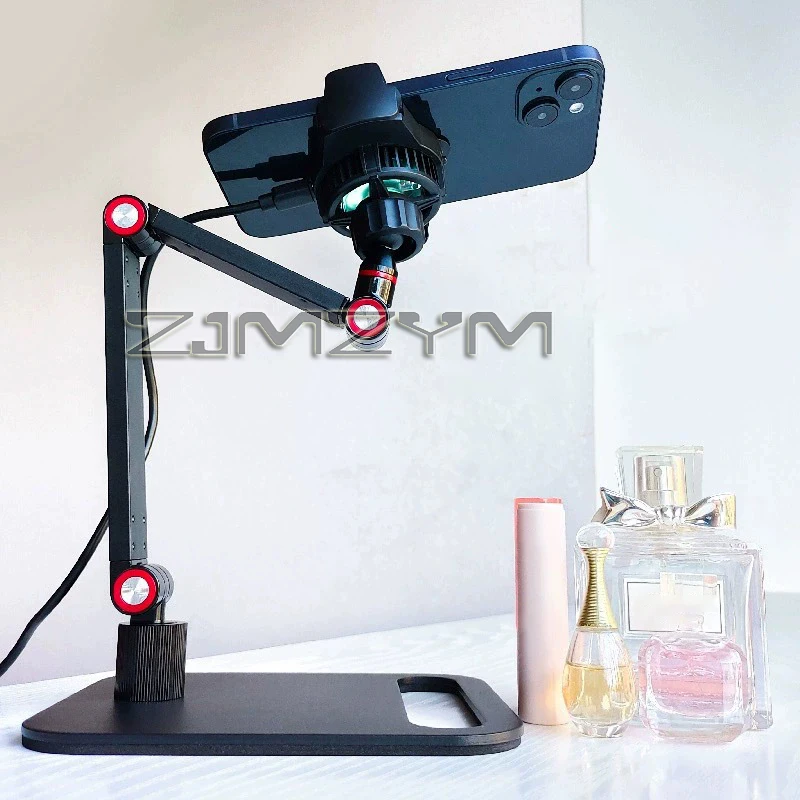 Phone Clip Cooling Radiator Smartphone Stand with 360°Rotation Ballhead Cooler Radiator Desktop Long Arm Stand Bracket