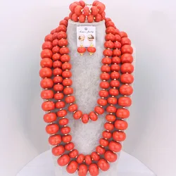 Dudo Artifical Pressed Coral Beads Necklace Jewlery Set 5 Styles Orange African Nigerian Wedding Jewelry Necklace Set Trendy