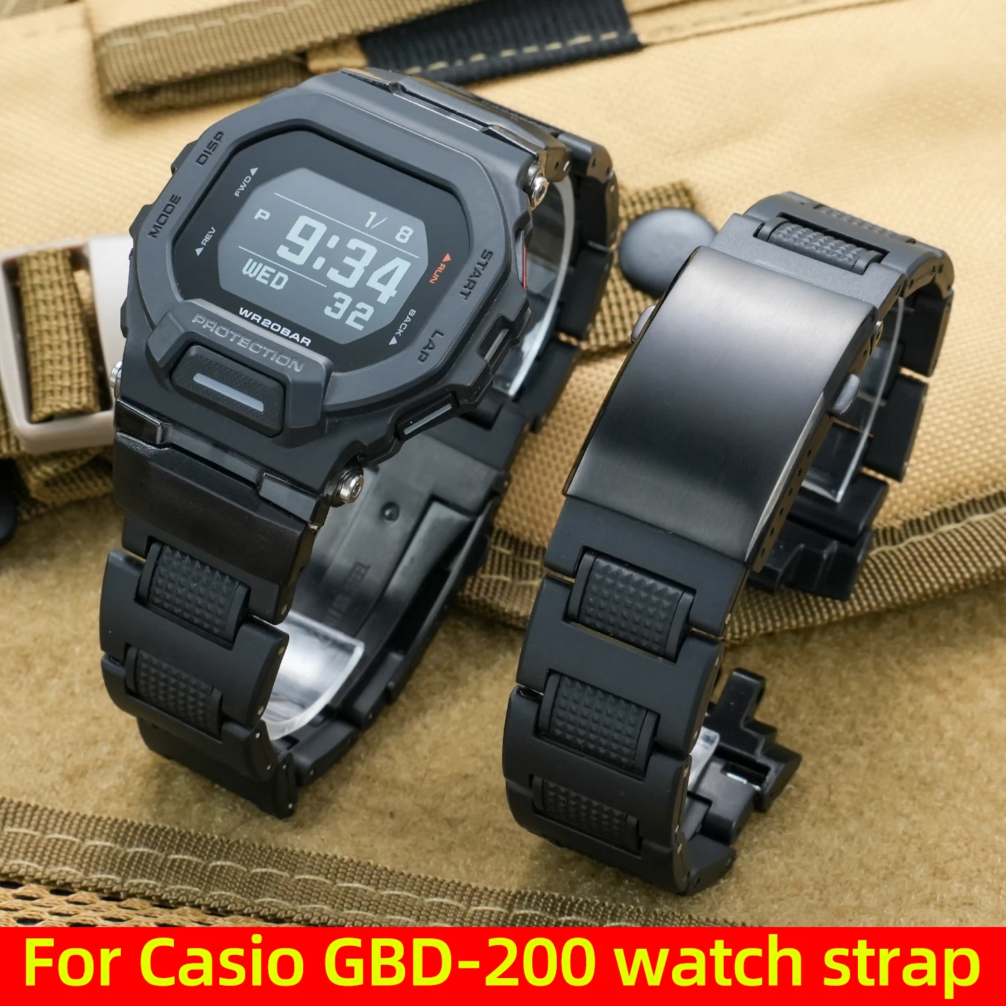 

GBD-200 Ultra Light Weight Plastic Stainless Steel Hybrid Watch Band For Casio 3506 GBD-200SM Sport Waterproof Watch Accessories