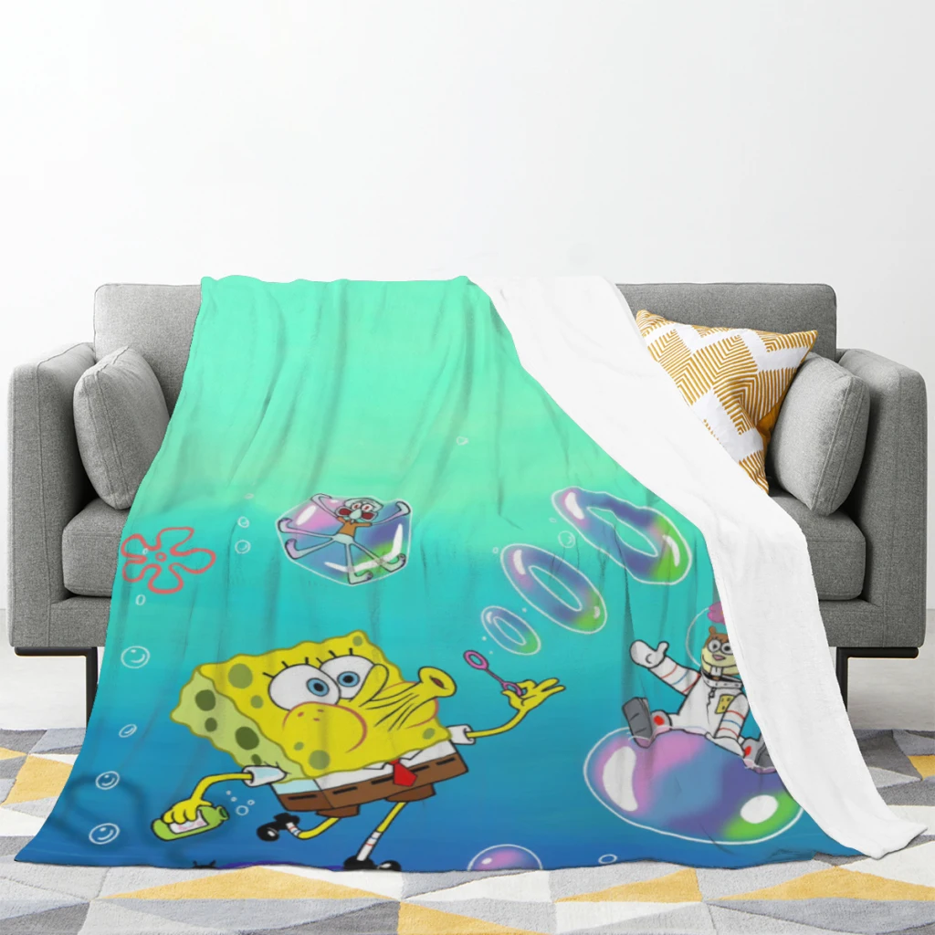 SpongeBob Medium Blanket Comforter Flannel Soft throw Blankets Warm Home and Decoration