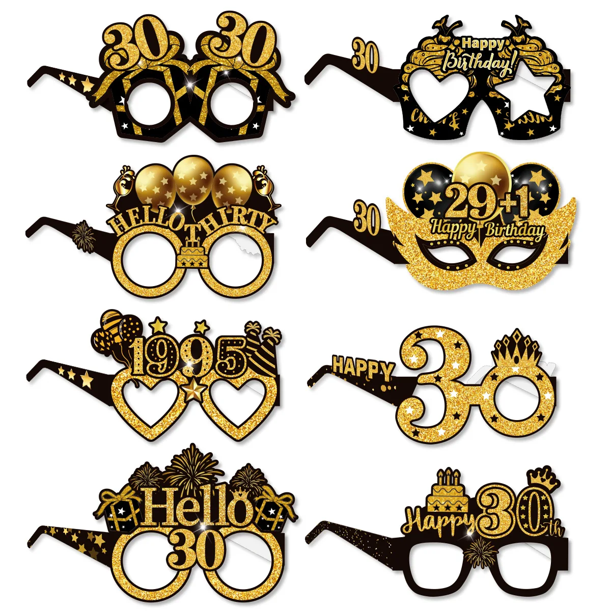 30. 40. 50. Geburtstag Party Papiergläser Schwarz Gold Alles Gute zum Geburtstag Party Dekor 30/40/50 Jahre alt Geburtstag Partyzubehör 8Stk – Detail 4
