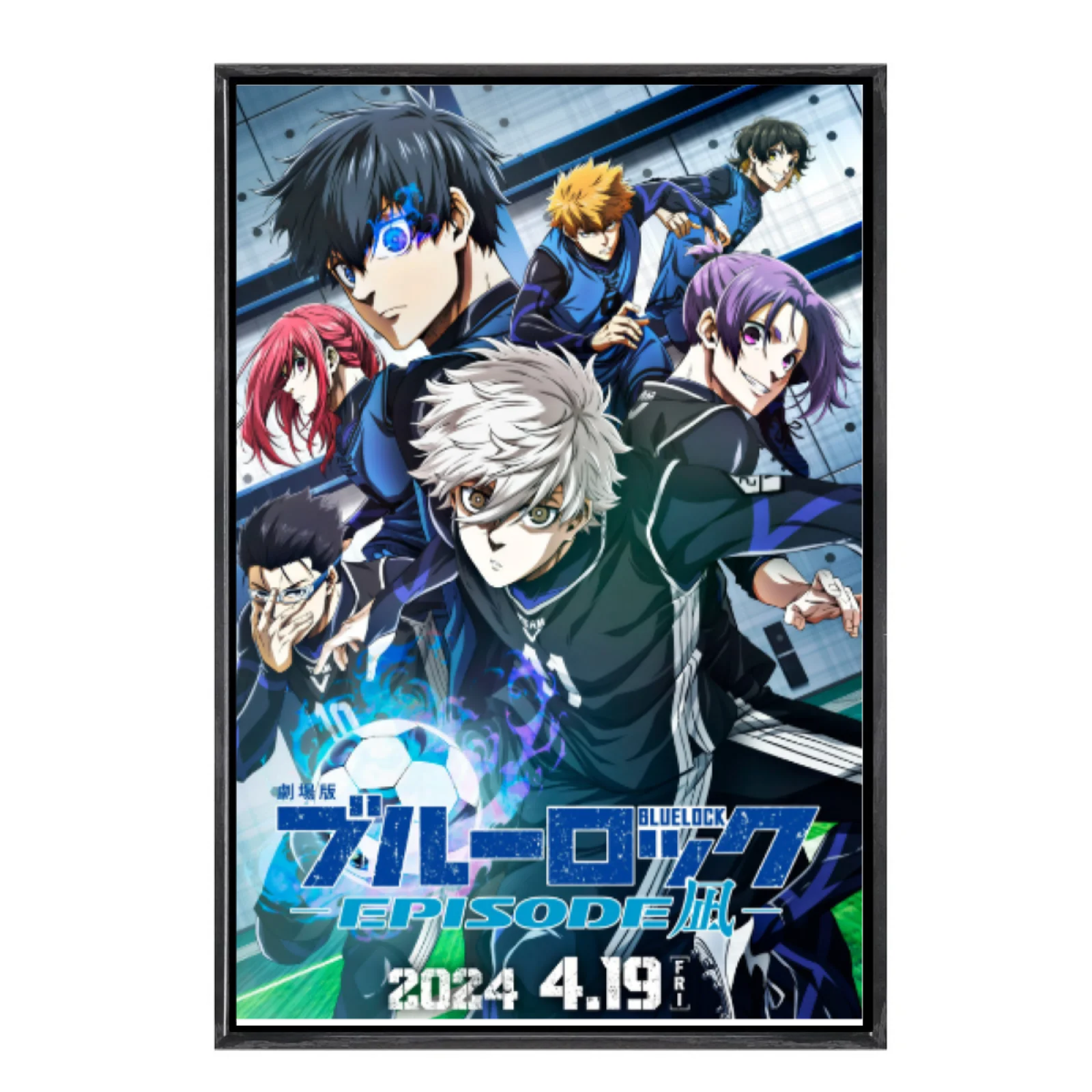 

Японский мультиразмерный холст с изображением манги, настенное искусство в двойной рамке, домашний декор с синим замком для гостиной, спальни