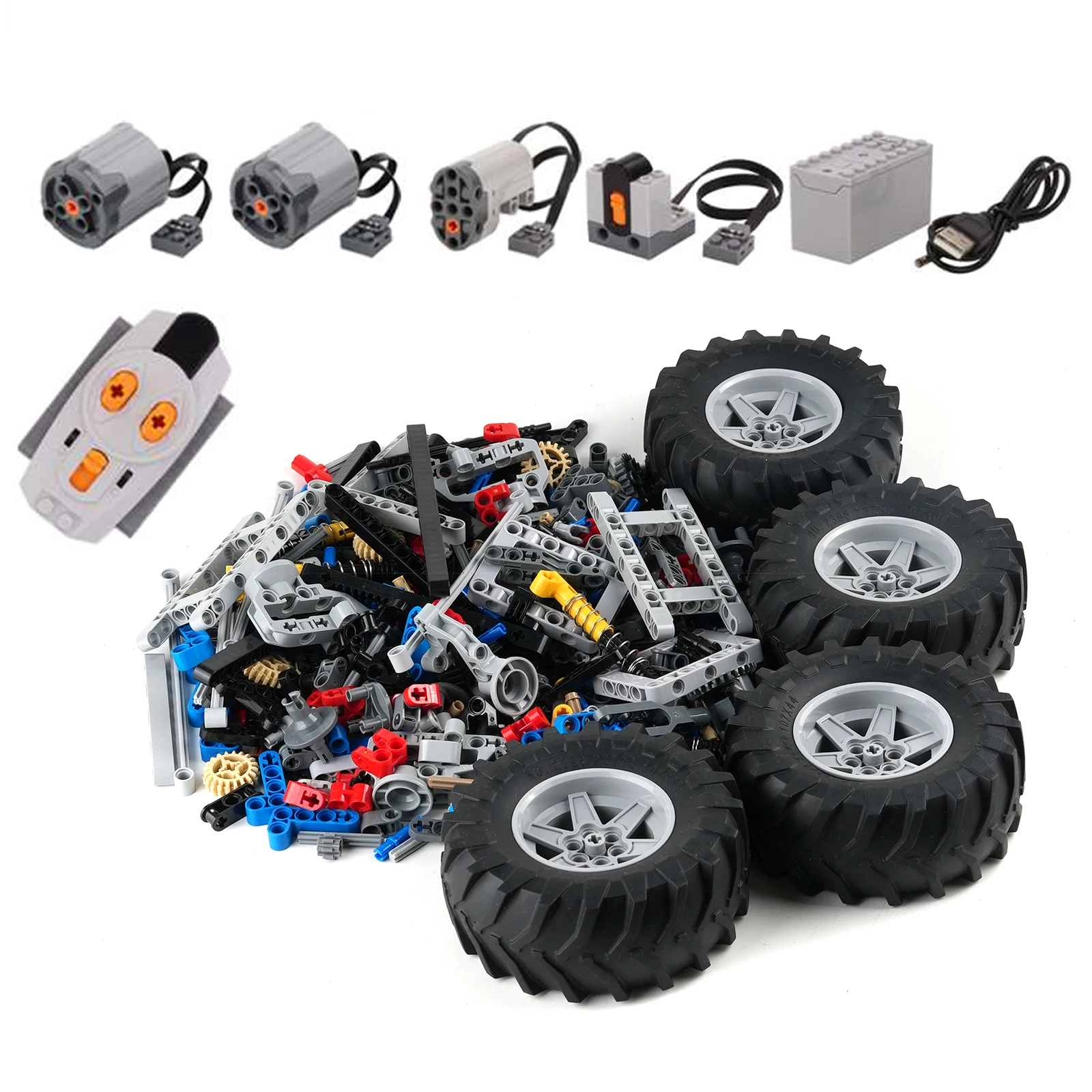 Podwozie do samochodu RC 4WD, model pojazdu wspinaczkowego, klocki konstrukcyjne z amortyzatorami zawieszenia, kompatybilne z silnikiem, zestaw MOC, zabawki, prezenty.