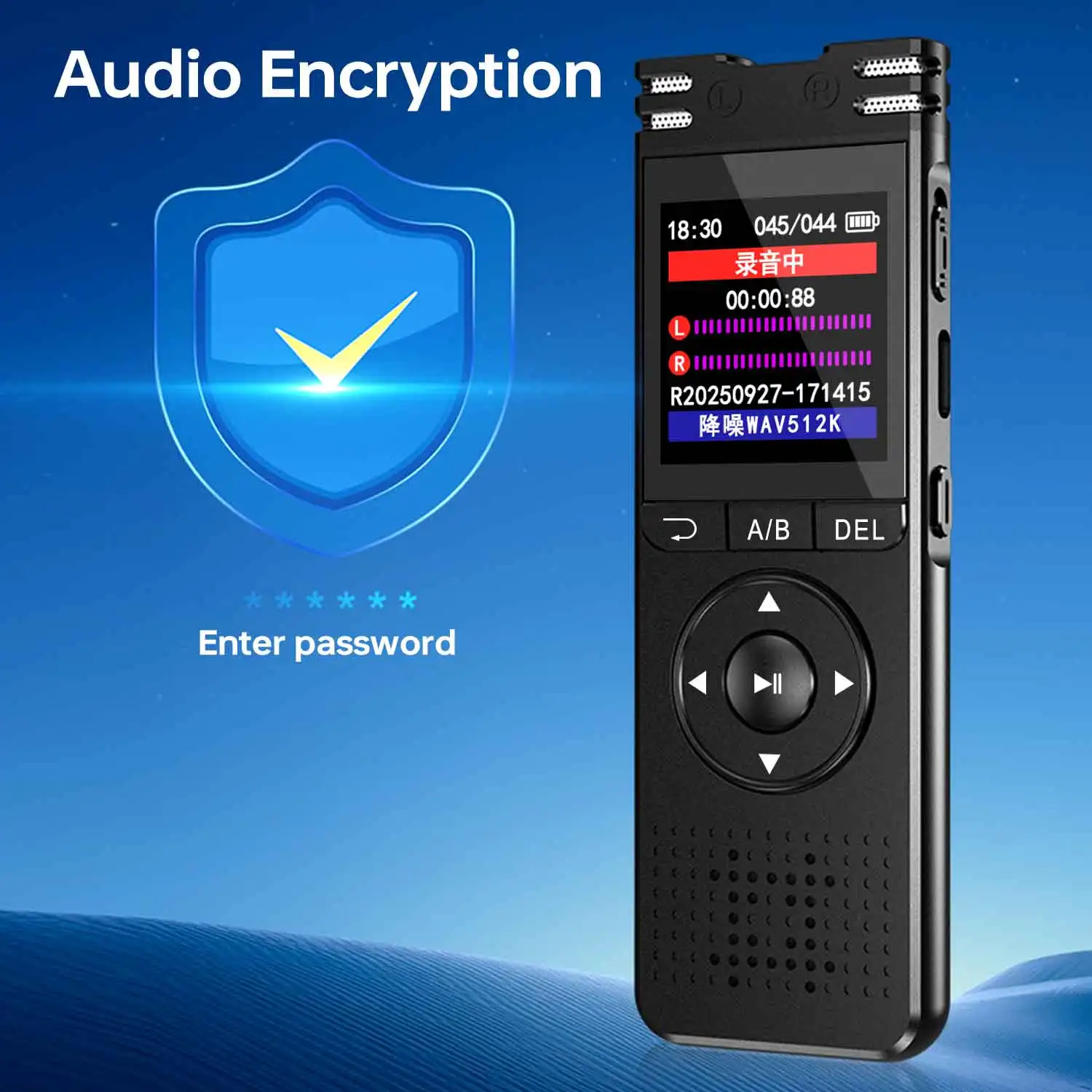 مسجل صوت عالي الدقة سعة 128 جيجابايت مع صوت إلى نص، تقليل الضوضاء، للمحاضرة، الاجتماع، المقابلة، مسجل صوت محمول صغير بطارية طويلة العمر 50 ساعة قابلة لإعادة الشحن USB-C #4