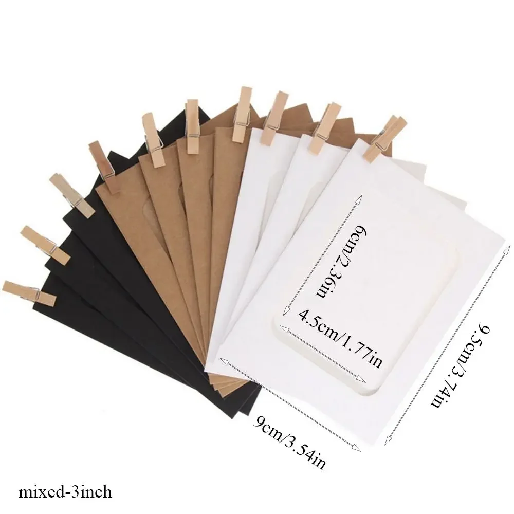 10pcs DIY Kraft Paper Picture Frames with Clips