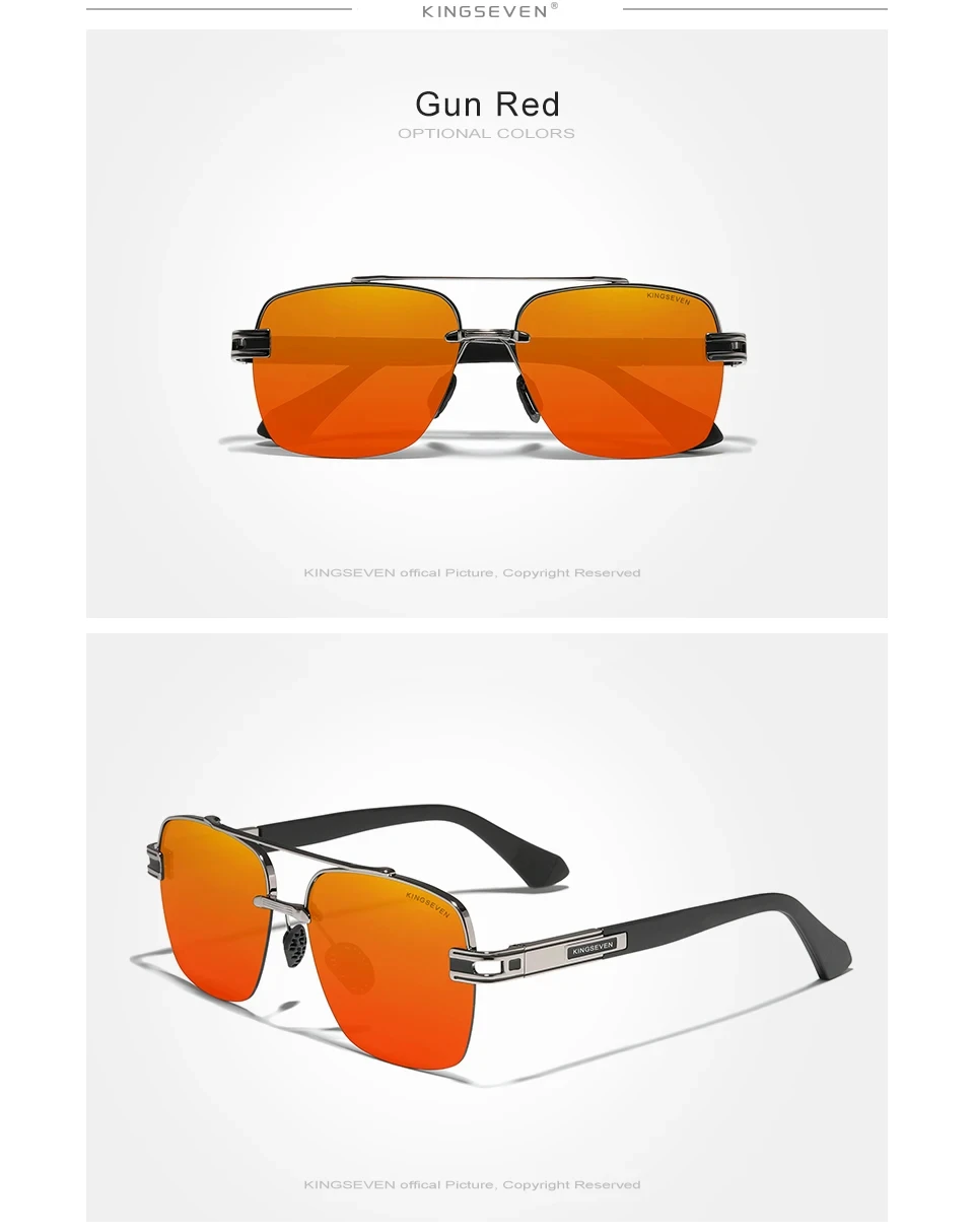 Kingseven New Design Sonnenbrille für Männer polarisierte UV400 Gradient Linse Brille Mode Frauen quadratische Retro Half Frame Brille – Detail 9