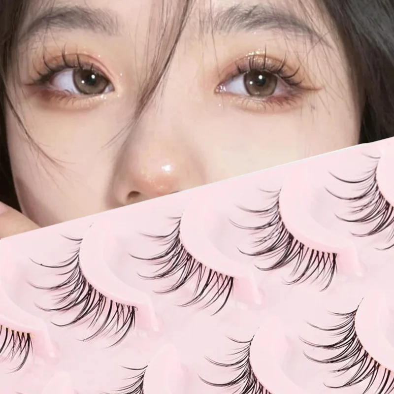 3/5Pairs Manga Lashes False Eyelashes Doll Eye Korean Natural Anime Lashes Spiky Wispy Thick Faux Mink Eye Lash Strips Makeup