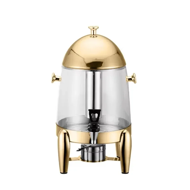 Hotel restaurant stainless steel 12L milk bucket dispenser gold luxury self-service juice bucket